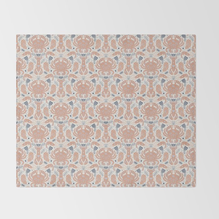 Crustacean Folk Art Throw Blanket Gallery Image 2