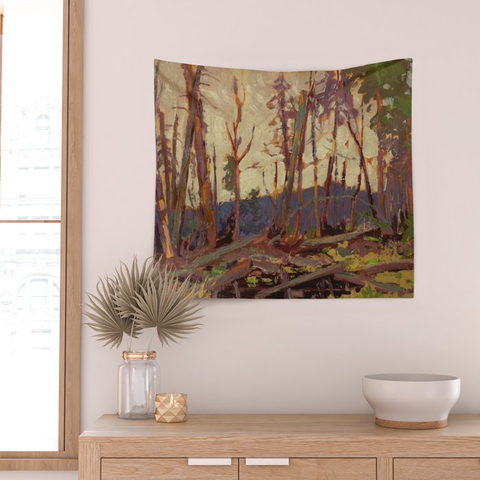 Tom Thomson Burnt Country, Evening 1914 Canadian Landscape Artist Wall Tapestry Gallery Image 2