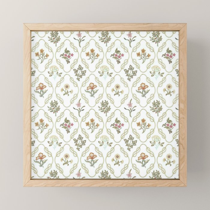 William Morris Kelmscott Trellis Ivory Amber Mini Art Print Gallery Image 1