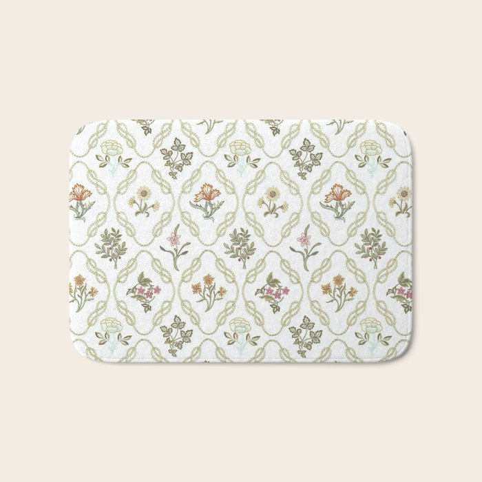 William Morris Kelmscott Trellis Ivory Amber Bath Mat Gallery Image 1