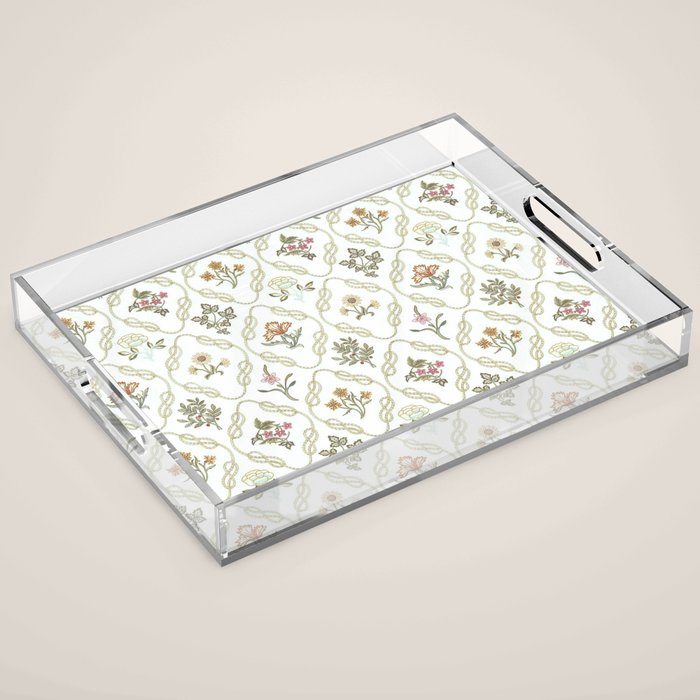 William Morris Kelmscott Trellis Ivory Amber Acrylic Tray Gallery Image 1