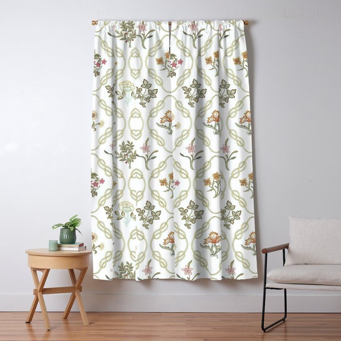 William Morris Kelmscott Trellis Ivory Amber Window Curtain Gallery Image 5