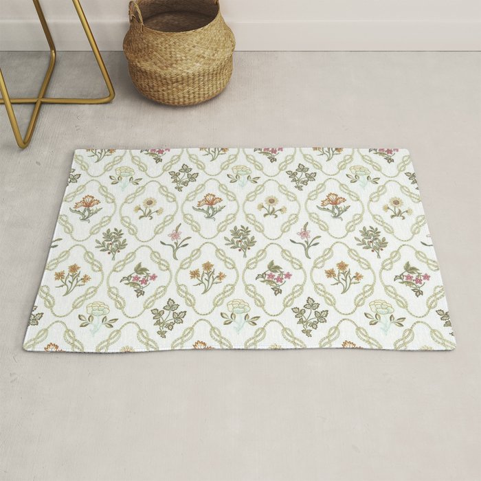 William Morris Kelmscott Trellis Ivory Amber Rug Gallery Image 1