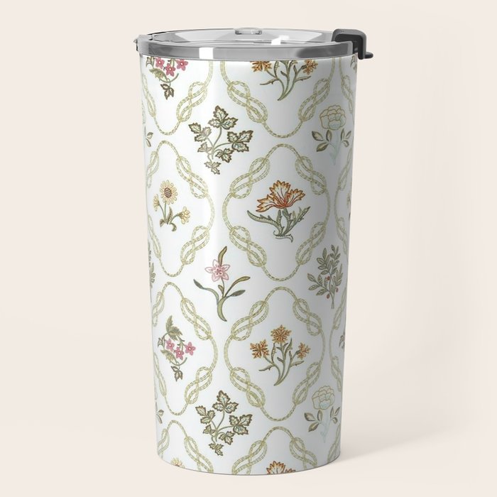 William Morris Kelmscott Trellis Ivory Amber Travel Mug Gallery Image 2