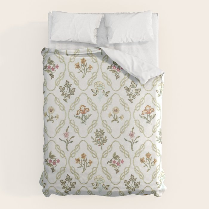 William Morris Kelmscott Trellis Ivory Amber Duvet Cover Gallery Image 6