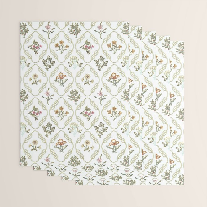 William Morris Kelmscott Trellis Ivory Amber Wrapping Paper Gallery Image 3
