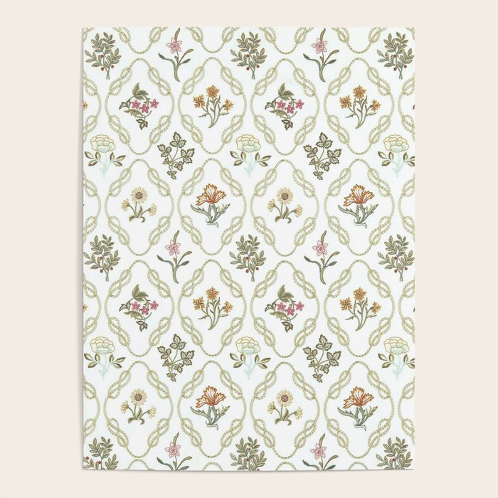 William Morris Kelmscott Trellis Ivory Amber Poster Gallery Image 4