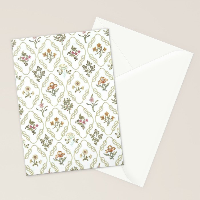 William Morris Kelmscott Trellis Ivory Amber Stationery Card Gallery Image 2