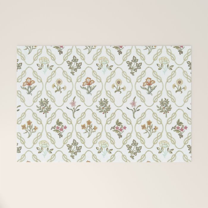 William Morris Kelmscott Trellis Ivory Amber Welcome Mat Gallery Image 1