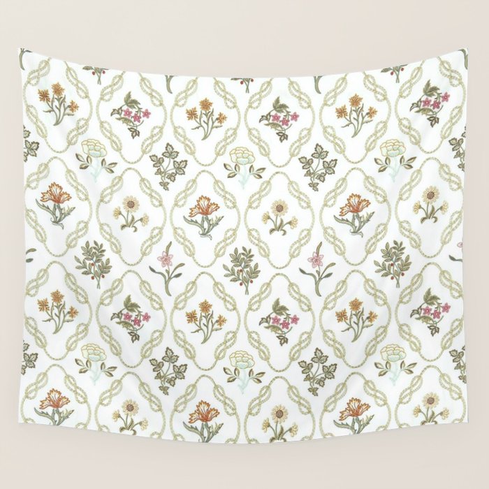 William Morris Kelmscott Trellis Ivory Amber Wall Tapestry Gallery Image 1