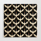 Japanese Crane Ornate Art Deco Pattern Wood Wall Art Gallery Image 1