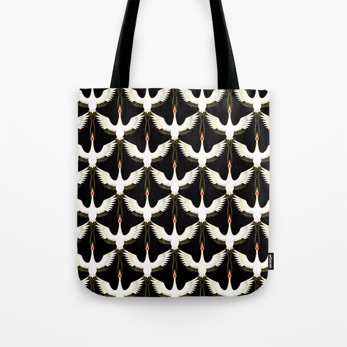Japanese Crane Ornate Art Deco Pattern Tote Bag Gallery Image 1