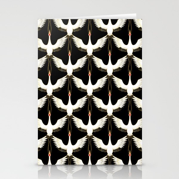 Japanese Crane Ornate Art Deco Pattern Stationery Card Gallery Image 2