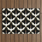 Japanese Crane Ornate Art Deco Pattern Outdoor Rug Gallery Image 1