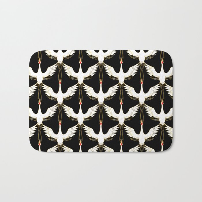 Japanese Crane Ornate Art Deco Pattern Bath Mat Gallery Image 1