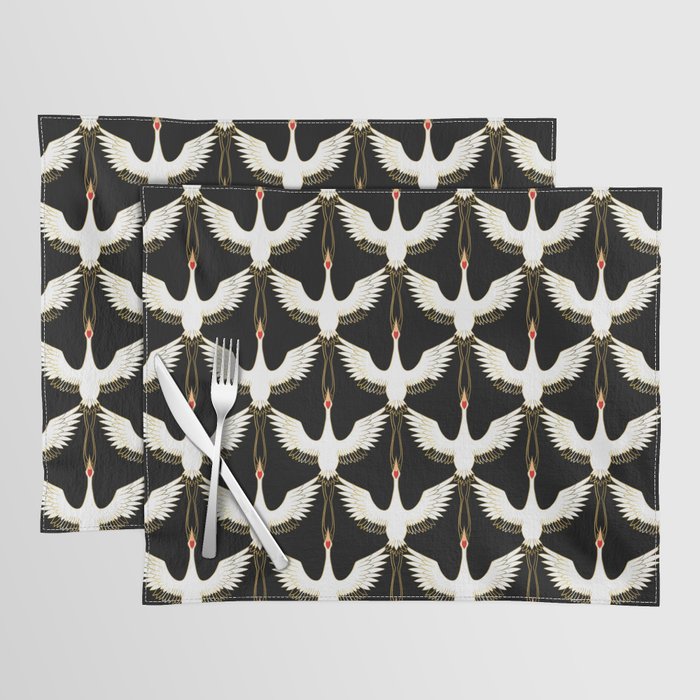 Japanese Crane Ornate Art Deco Pattern Placemat Gallery Image 1