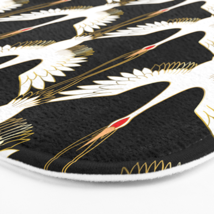 Japanese Crane Ornate Art Deco Pattern Bath Mat Gallery Image 3