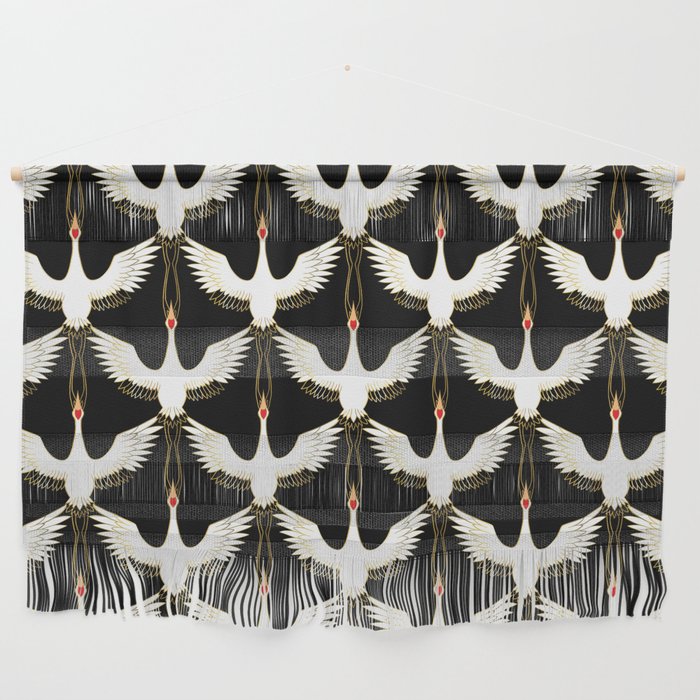 Japanese Crane Ornate Art Deco Pattern Wall Hanging Gallery Image 1