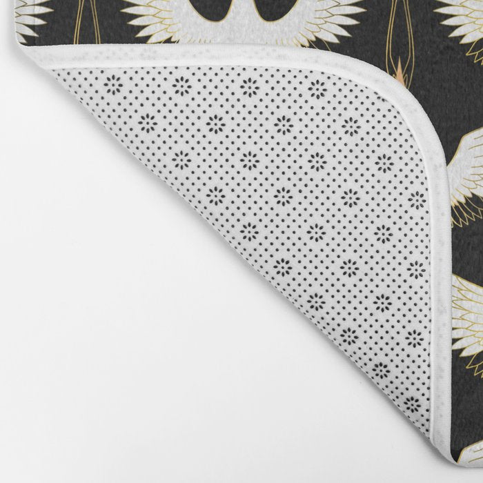 Japanese Crane Ornate Art Deco Pattern Bath Mat Gallery Image 2