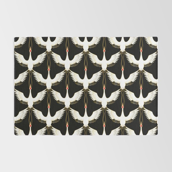Japanese Crane Ornate Art Deco Pattern Rug Gallery Image 2