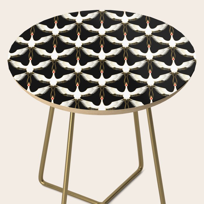Japanese Crane Ornate Art Deco Pattern Side Table Gallery Image 2