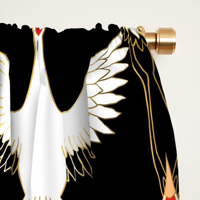 Japanese Crane Ornate Art Deco Pattern Window Curtain Gallery Image 2