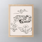 Tiger and Flower Line Art Mini Art Print Gallery Image 1