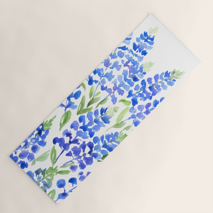 Watercolor Texas bluebonnets Yoga Mat Gallery Image 1