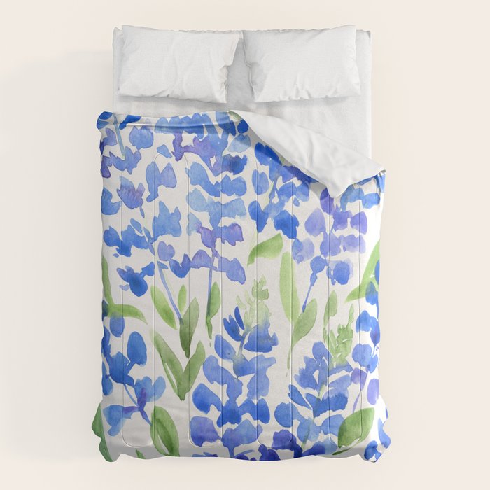 Watercolor Texas bluebonnets Comforter Gallery Image 6
