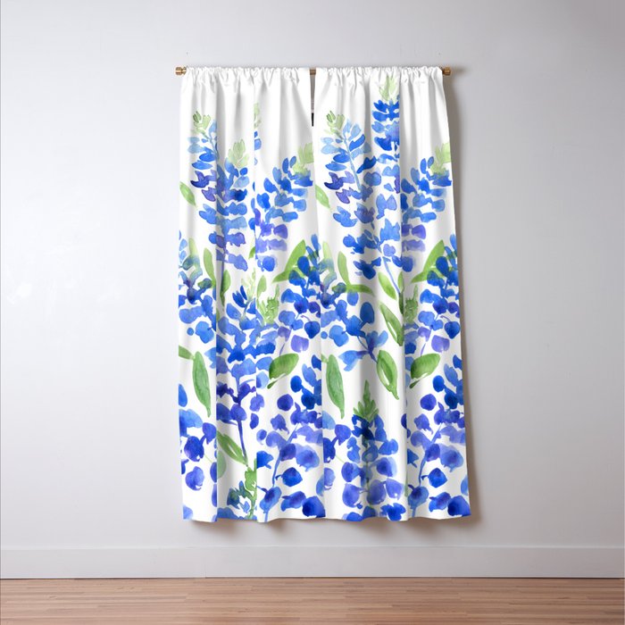 Watercolor Texas bluebonnets Window Curtain Gallery Image 3