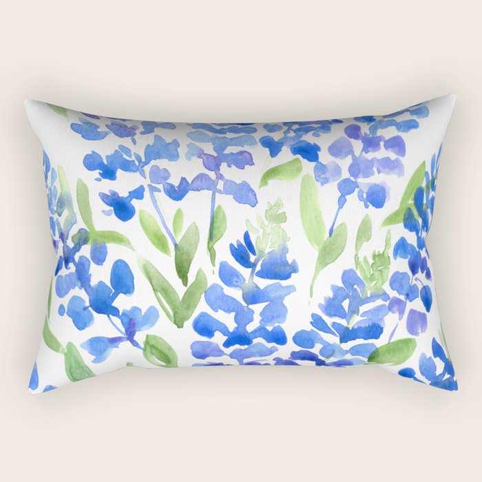 Watercolor Texas bluebonnets Rectangular Pillow Gallery Image 2