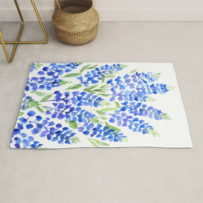 Watercolor Texas bluebonnets Rug Gallery Image 1