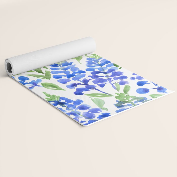 Watercolor Texas bluebonnets Yoga Mat Gallery Image 2