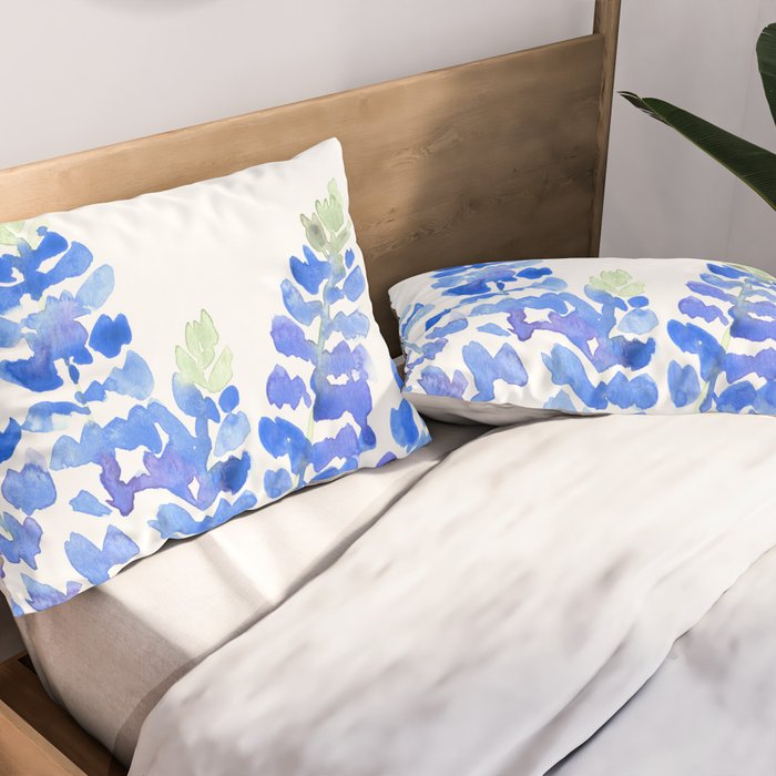 Watercolor Texas bluebonnets Pillow Sham Gallery Image 2