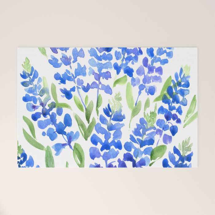 Watercolor Texas bluebonnets Welcome Mat Gallery Image 1
