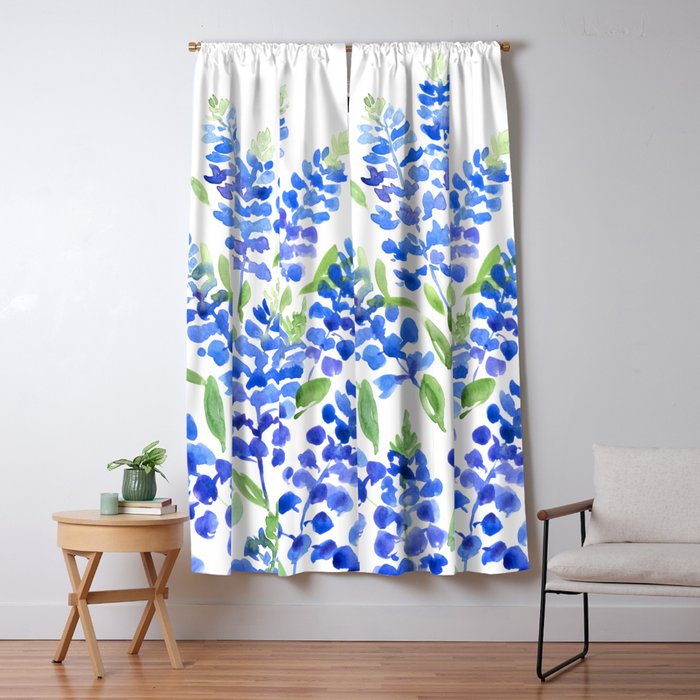 Watercolor Texas bluebonnets Window Curtain Gallery Image 5