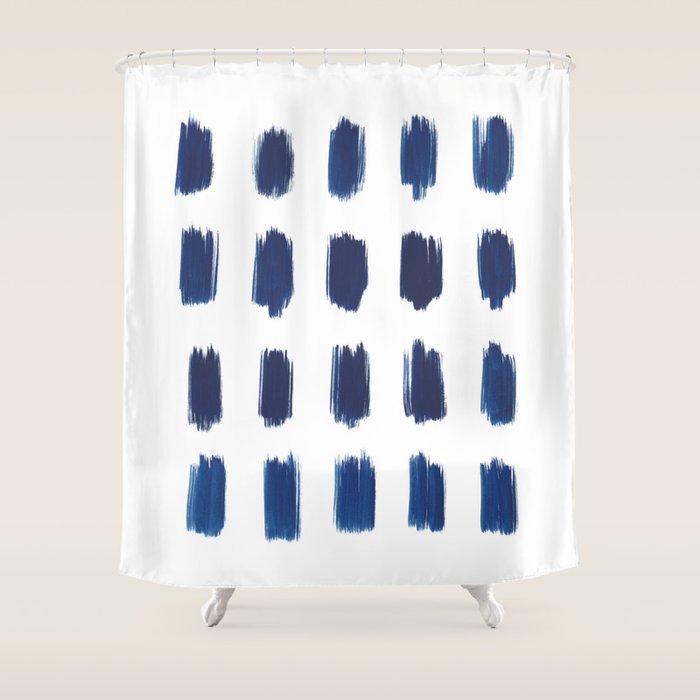 Indigo Abstract Brush Strokes | No. 6 Shower Curtain Gallery Image 1