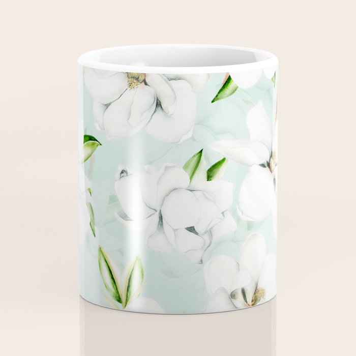 Hygge Magnolia Watercolor Pastel Flowers Coffee Mug Gallery Image 4
