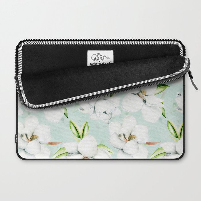 Hygge Magnolia Watercolor Pastel Flowers Laptop Sleeve Gallery Image 2