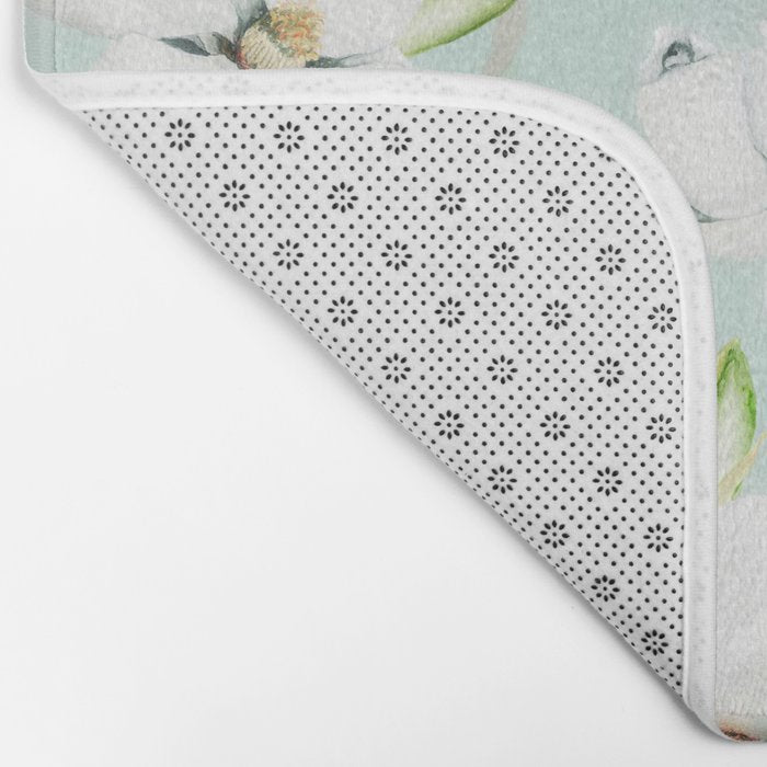 Hygge Magnolia Watercolor Pastel Flowers Bath Mat Gallery Image 2