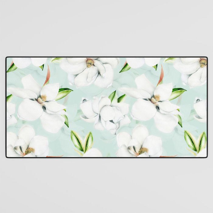 Hygge Magnolia Watercolor Pastel Flowers Desk Mat Gallery Image 3