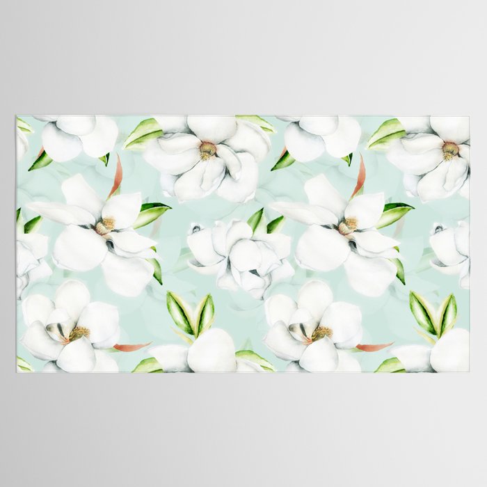 Hygge Magnolia Watercolor Pastel Flowers Tablecloth Gallery Image 2
