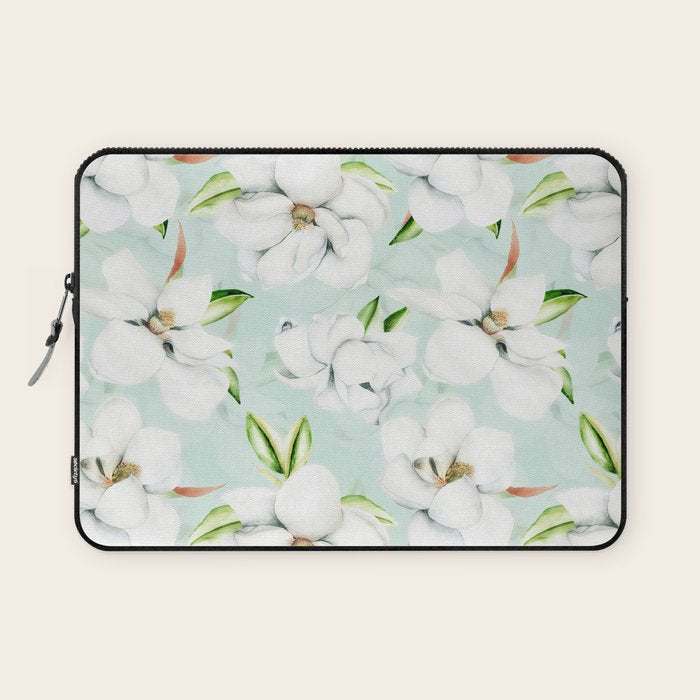 Hygge Magnolia Watercolor Pastel Flowers Laptop Sleeve Gallery Image 1