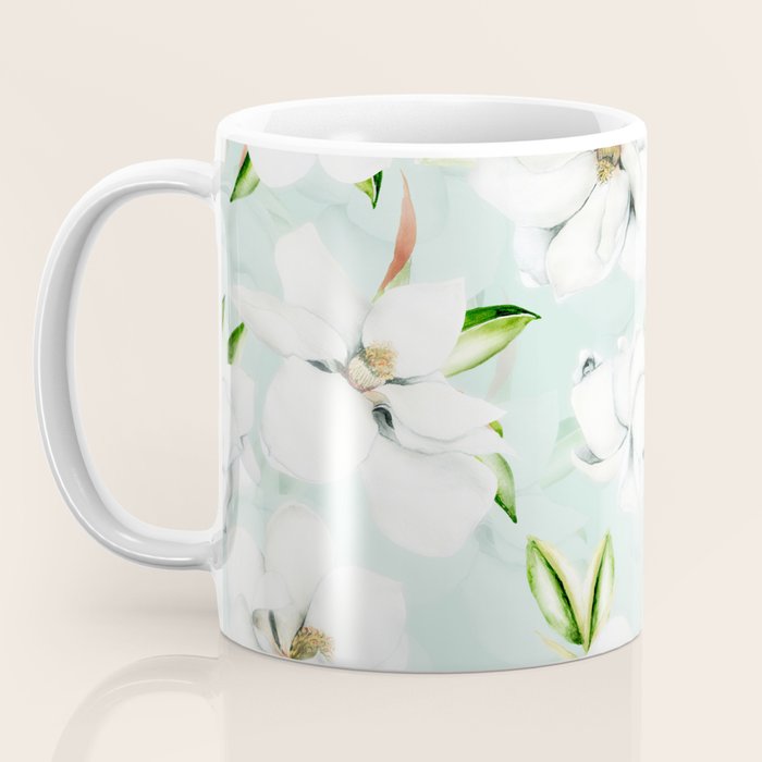 Hygge Magnolia Watercolor Pastel Flowers Coffee Mug Gallery Image 3