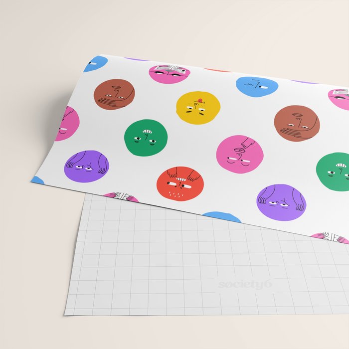 Funny colorful cartoon character face pattern Wrapping Paper Gallery Image 2