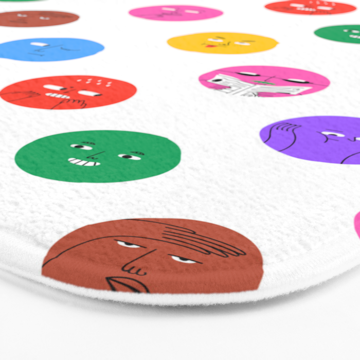 Funny colorful cartoon character face pattern Bath Mat Gallery Image 3