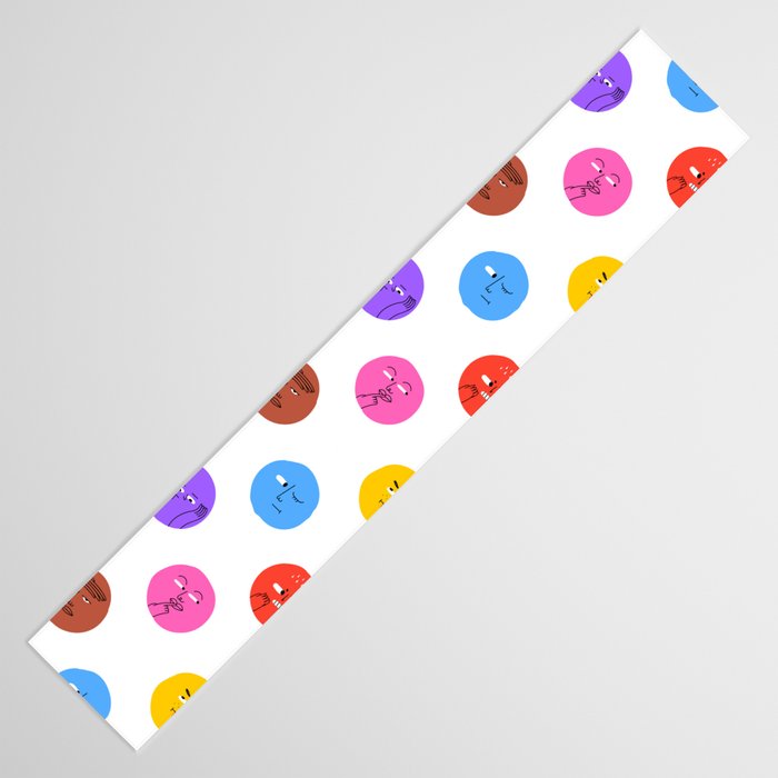 Funny colorful cartoon character face pattern Table Runner Gallery Image 3