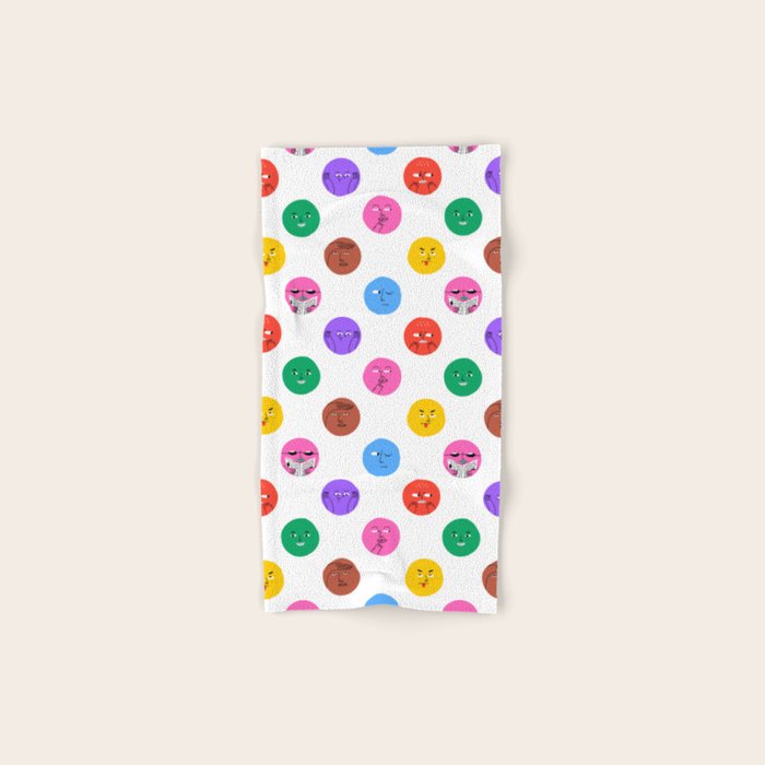 Funny colorful cartoon character face pattern Bath Towel Gallery Image 1