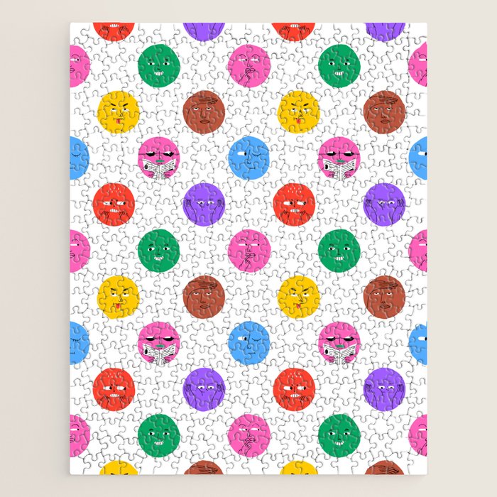 Funny colorful cartoon character face pattern Jigsaw Puzzle Gallery Image 1