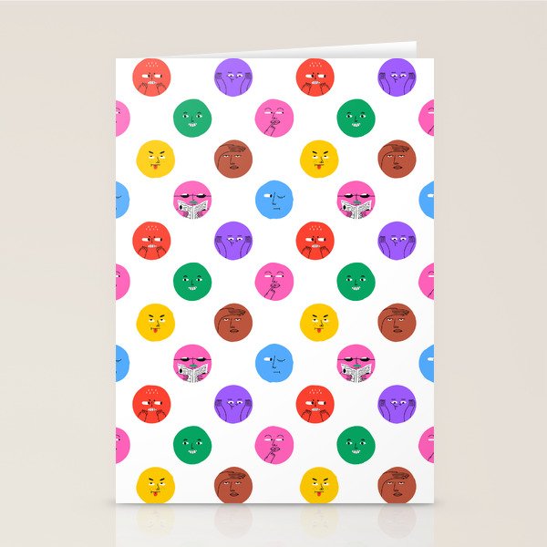 Funny colorful cartoon character face pattern Stationery Card Gallery Image 2